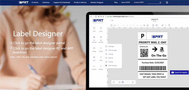 iDPRT Disegnatore di etichette Software Interface